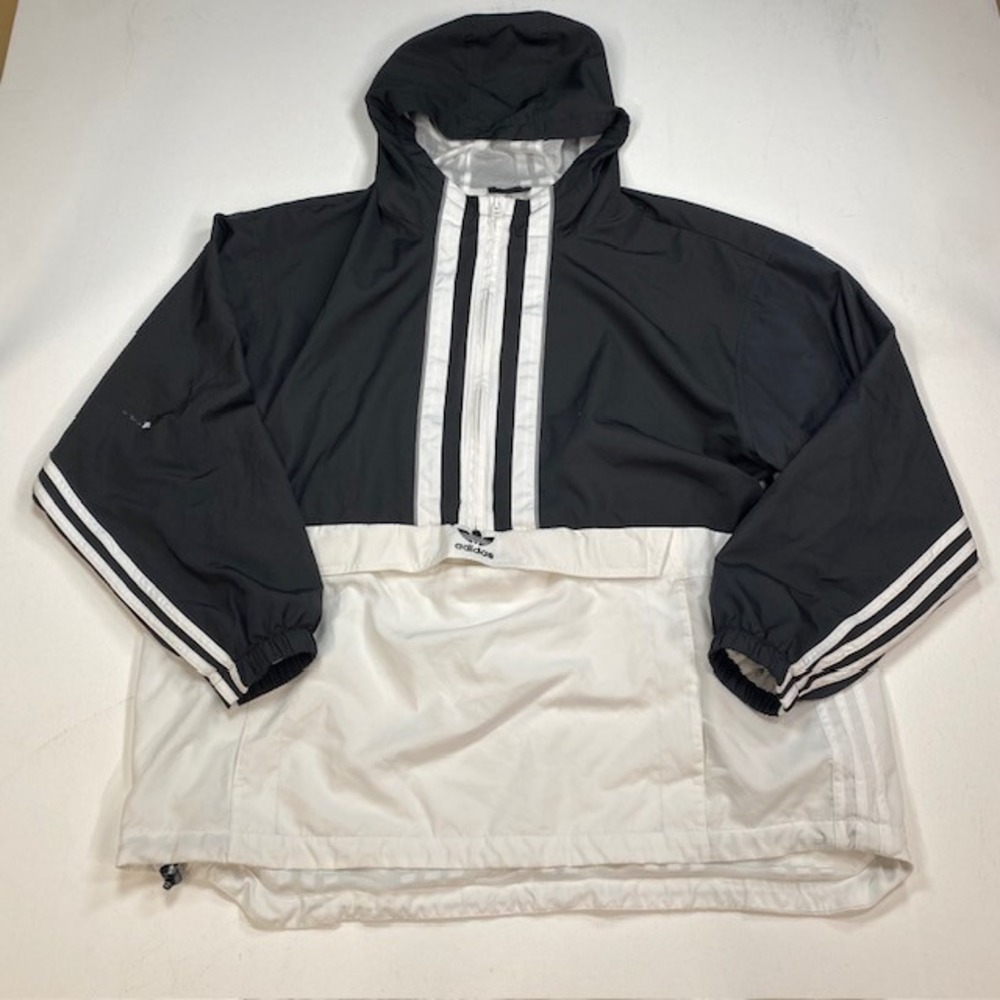 Adidas Originals Mens XL Black White Colorblock Half Zip Anorak Windbreaker